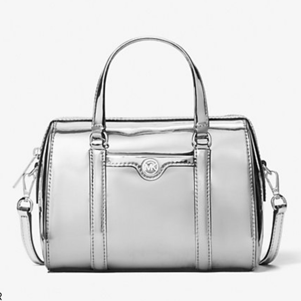 MICHAEL KORS Jet Set Small Patent Duffel Xbody Crossbody Bag
Silver
NWT - Picture 3 of 16